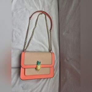 Kate Spade Peaches and Cream Crossbody Bag with Pineapple Accent Clasp